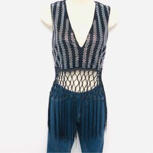 Banjul Black Rainbow Bling Fringe Top